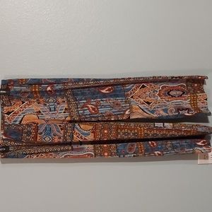 Large Tourquiose, Gold and Rust print Palazzo Pants
